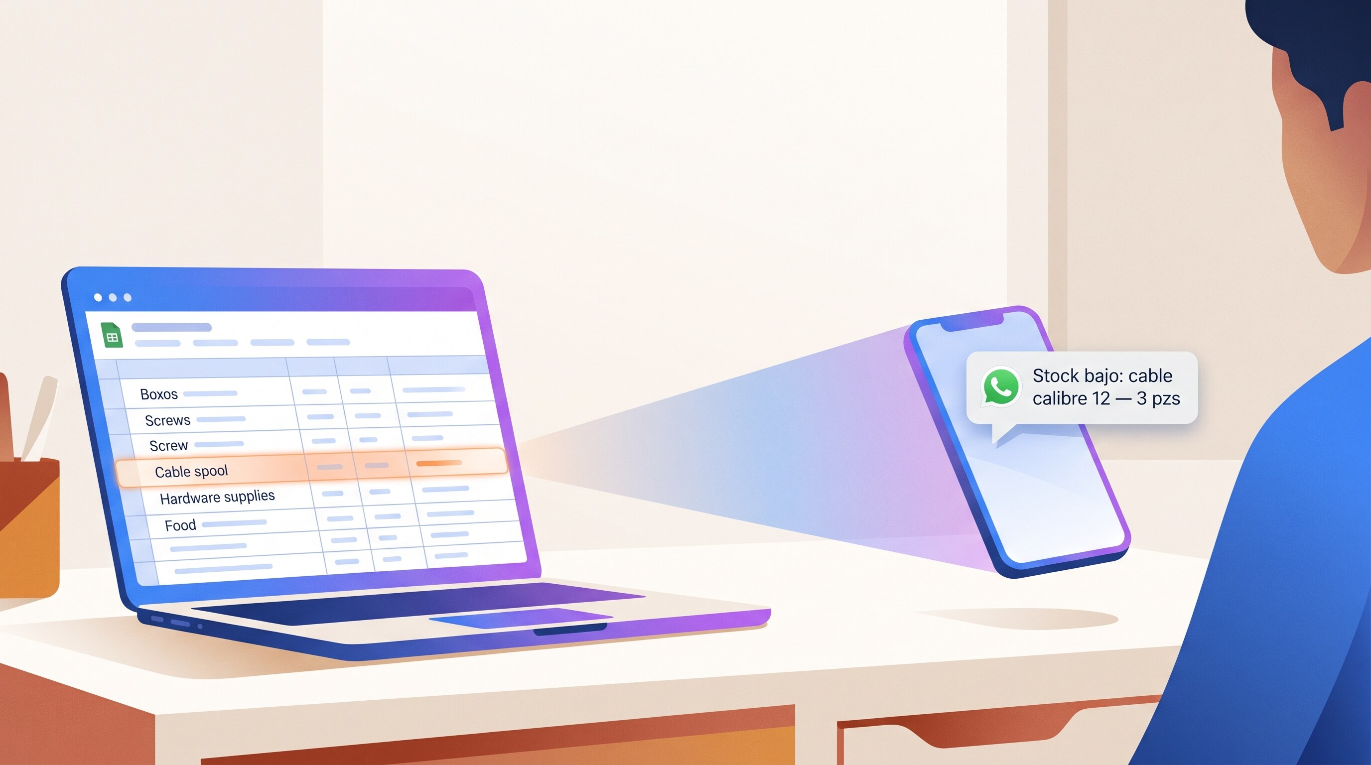 Tu Excel te avisa por WhatsApp cuando baja el inventario (y ya no pierdes 45 minutos cada mañana)